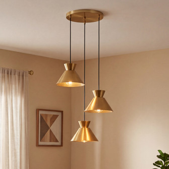 3-Light Multi-Point Chandelier in Natural Brass (8483|M100139NB)