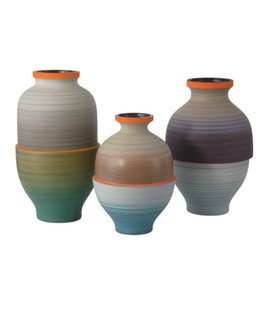 Happy 80's Gray, Beige, Orange & Blue Vase Set of 3 (92|1200-0930)