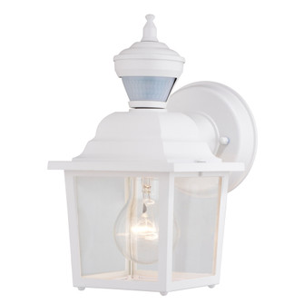 Bedford Aluminum 5.25-in. W 1 Light White Motion Sensor Dusk to Dawn Outdoor Wall Lantern Clear Glas (51|T0733)