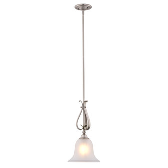 Monrovia Brushed Nickel Transitional Mini Pendant Ceiling Light with White Glass (51|P0415)