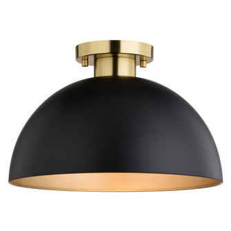 Devon 12.75-in W LED Compatible Matte Black and Gold Satin Brass Mid-Century Modern Semi Flush Mount (51|C0306)