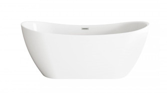 67 inch Bathtub in Glossy White with Brushed Nickel Trim (758|BT30467GW-BNK)