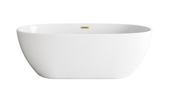 67 inch Soaking Bathtub in Glossy White with Brushed Gold Trim (758|BT10767GW-BGD)