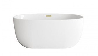 54 inch Soaking Bathtub in Glossy White with Brushed Gold Trim (758|BT10754GW-BGD)
