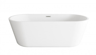 71 inch Soaking Bathtub in Glossy White with Brushed Nickel Trim (758|BT10671GW-BNK)