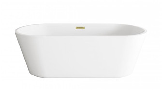 71 inch Soaking Bathtub in Glossy White with Brushed Gold Trim (758|BT10671GW-BGD)