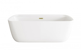 67 inch Soaking Bathtub in Glossy White with Brushed Gold Trim (758|BT10567GW-BGD)