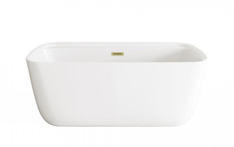 59 inch Soaking Bathtub in Glossy White with Brushed Gold Trim (758|BT10559GW-BGD)