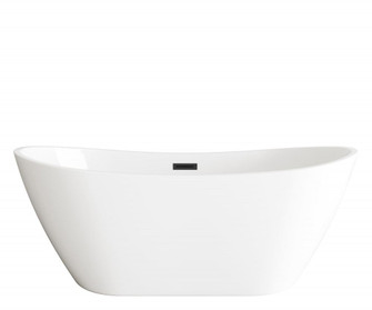 72 inch Soaking Bathtub in Glossy White with Matte Black Trim (758|BT10372GW-MBK)