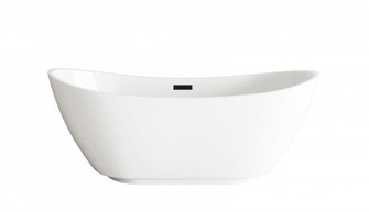 62 inch Soaking Bathtub in Glossy White with Matte Black Trim (758|BT10362GW-MBK)