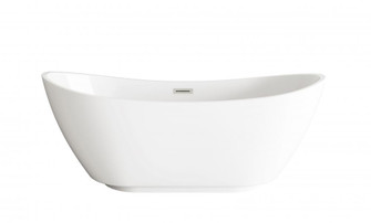 62 inch Soaking Bathtub in Glossy White with Brushed Nickel Trim (758|BT10362GW-BNK)