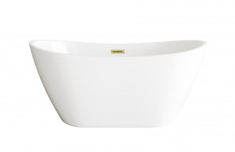 59 inch Soaking Bathtub in Glossy White with Brushed Gold Trim (758|BT10354GW-BGD)