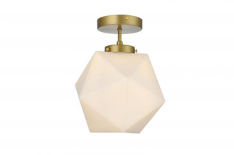 Lawrence 10 Inch Flush Mount Frosted White Shade in Satin Gold (758|LD2347SG)