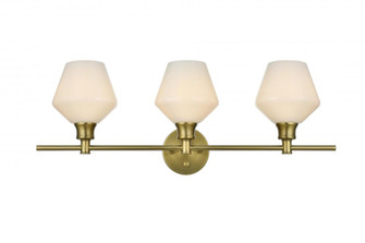 Gene 3 Light Satin Gold and Frosted White Glass Wall Sconce (758|LD2317SG)