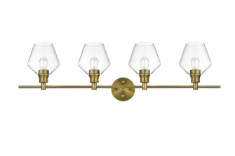 Gene 4 Light Satin Gold and Clear Glass Wall Sconce (758|LD2320SG)