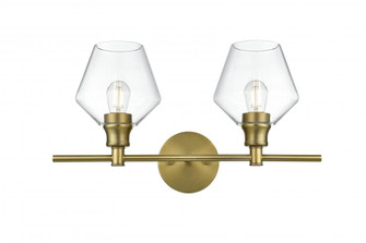 Gene 2 Light Satin Gold and Clear Glass Wall Sconce (758|LD2312SG)