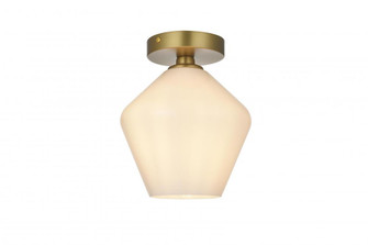 Gene 8 Inch Flush Mount Frosted White Shade in Satin Gold (758|LD2255SG)