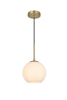 Baxter 8 Inch Pendant Frosted White Shade in Satin Gold (758|LD2207SG)