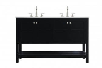 54 inch Double Bathroom Vanity in Black (758|VF16454DBK)