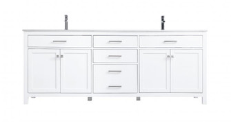 84 Inch Double Bathroom Vanity In White (758|VF23384DWH)