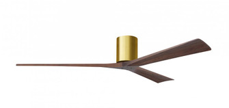 Irene-3H - Three Blade Flush Mount Paddle Fan - 72'' - Brushed Brass Finish - Walnut Tone Blades (230|IR3H-BRBR-WA-72)