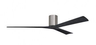Irene-3H - Three Blade Flush Mount Paddle Fan - 72'' - Brushed Pewter Finish - Matte Black Blades (230|IR3H-BP-BK-72)