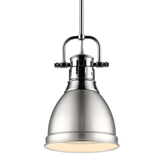 Yep by Golden Lighting Duncan 1-light 9in Rod Hung Pendant in Chrome and Pewter shade (36|3604-S CH-PW)