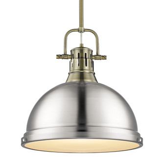 Yep by Golden Lighting Duncan 1-light 14in Rod Hung Pendant in Aged Brass and Pewter shade (36|3604-L AB-PW)