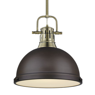 Yep by Golden Lighting Duncan 1-light 14in Rod Hung Pendant in Aged Brass and Rubbed Bronze shade (36|3604-L AB-RBZ)