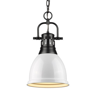 Yep by Golden Lighting Duncan 1-light 9in Chain Hung Pendant in Matte Black and White shade (36|3602-S BLK-WH)