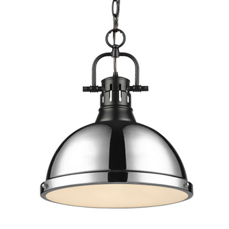 Yep by Golden Lighting Duncan 1-light 14in Chain Hung Pendant in Matte Black and Chrome shade (36|3602-L BLK-CH)