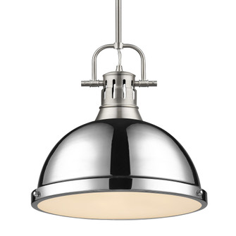 Yep by Golden Lighting Duncan 1-light 14in Rod Hung Pendant in Pewter and Chrome shade (36|3604-L PW-CH)