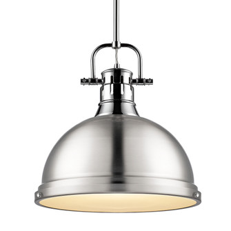 Yep by Golden Lighting Duncan 1-light 14in Rod Hung Pendant in Chrome and Pewter shade (36|3604-L CH-PW)