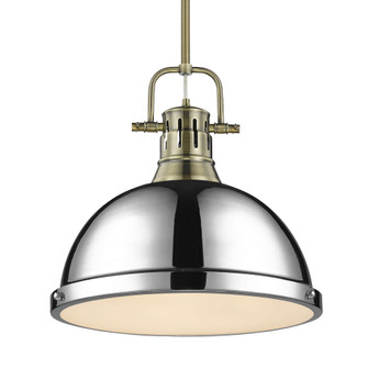 Yep by Golden Lighting Duncan 1-light 14in Rod Hung Pendant in Aged Brass and Chrome shade (36|3604-L AB-CH)