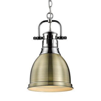 Yep by Golden Lighting Duncan 1-light 9in Chain Hung Pendant in Chrome and Aged Brass shade (36|3602-S CH-AB)