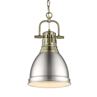 Yep by Golden Lighting Duncan 1-light 9in Chain Hung Pendant in Aged Brass and Pewter shade (36|3602-S AB-PW)
