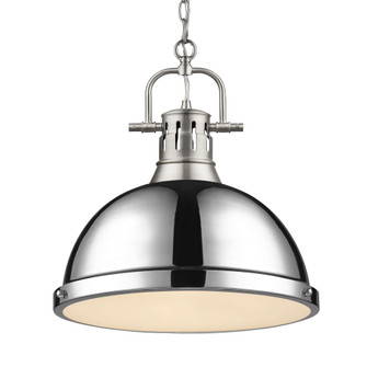 Yep by Golden Lighting Duncan 1-light 14in Chain Hung Pendant in Pewter and Chrome shade (36|3602-L PW-CH)