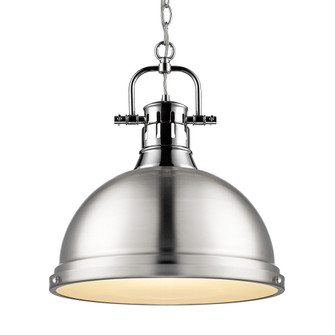 Yep by Golden Lighting Duncan 1-light 14in Chain Hung Pendant in Chrome and Pewter shade (36|3602-L CH-PW)