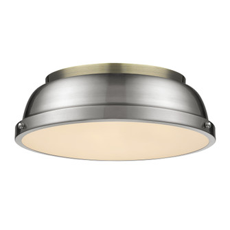 Yep by Golden Lighting Duncan 2-light Flush Mount in Aged Brass and Pewter shade (36|3602-14 AB-PW)