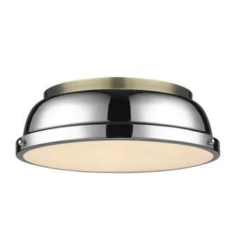 Yep by Golden Lighting Duncan 2-light Flush Mount in Aged Brass and Chrome shade (36|3602-14 AB-CH)