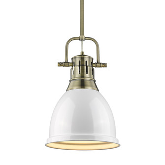 Yep by Golden Lighting Duncan 1-light 9in Rod Hung Pendant in Aged Brass and White shade (36|3604-S AB-WH)
