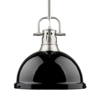 Yep by Golden Lighting Duncan 1-light 14in Rod Hung Pendant in Pewter and Black shade (36|3604-L PW-BK)