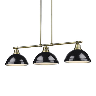 Yep by Golden Lighting Duncan 3-light Island Light in Aged Brass and Black shade (36|3602-3LP AB-BK)
