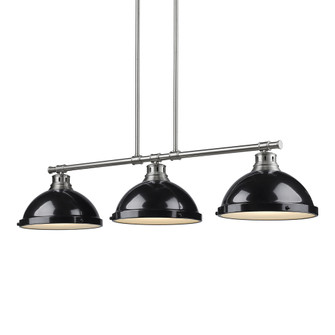 Yep by Golden Lighting Duncan 3-light Island Light in Pewter and Black shade (36|3602-3LP PW-BK)