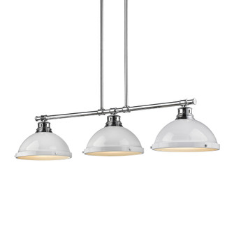 Yep by Golden Lighting Duncan 3-light Island Light in Chrome and White shade (36|3602-3LP CH-WH)