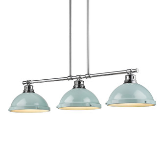 Yep by Golden Lighting Duncan 3-light Island Light in Chrome and Seafoam shade (36|3602-3LP CH-SF)