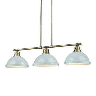 Yep by Golden Lighting Duncan 3-light Island Light in Aged Brass and Seafoam shade (36|3602-3LP AB-SF)