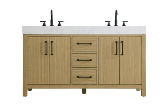 60 inch Double Bathroom Vanity In Honey Brown (758|VF60660DMHB)