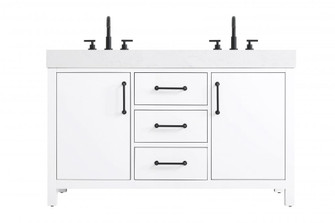 54 inch Double Bathroom Vanity In White (758|VF60654DWH)
