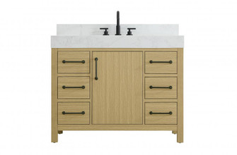 42 inch Single Bathroom Vanity In Honey Brown with backsplash (758|VF60642MHB-BS)